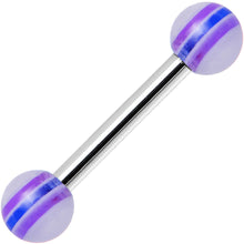 Load image into Gallery viewer, 18G Acrylic Purple Pinstripe Acrylic Straight Barbell Eyebrow Ring
