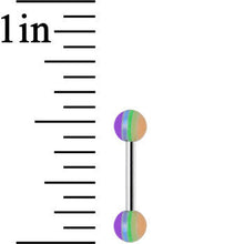 Load image into Gallery viewer, 18G Acrylic Faded Rainbow Stripe Straight Barbell Eyebrow Ring
