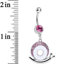 Load image into Gallery viewer, Pink Gem Pink Shell Tale of a Snail Dangle Belly Ring
