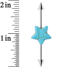 Load image into Gallery viewer, 14G Faux Turquoise Impaled Star Spike Industrial Barbell 38mm
