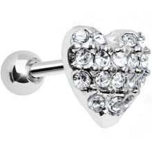 Load image into Gallery viewer, Clear Crystal 18G Faithful Heart Cartilage Tragus Earring
