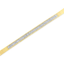 Load image into Gallery viewer, 14K Yellow Gold 1-1/10 Cttw Princess &amp; Baguette Cut Diamond 7" Alternating Stone Eternity Tennis Bracelet (G-H Color, VS1-VS2 Clarity)
