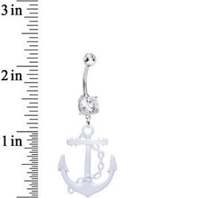 Load image into Gallery viewer, Clear Gem Sailor Bride White Anchor Dangle Belly Ring

