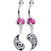 Load image into Gallery viewer, Pink Gem Rainy Day Best Friend Raindrop Dangle Belly Ring Set
