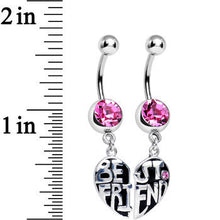 Load image into Gallery viewer, Pink Gem Best Friend in Harmony Heart Dangle Belly Ring Set
