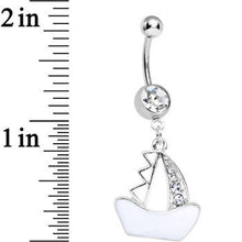 Load image into Gallery viewer, Clear Gem Mediterranean Sailboat Dangle Belly Ring
