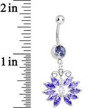 Load image into Gallery viewer, Purple Cubic Zirconia Queen of Spring Butterfly Dangle Belly Ring
