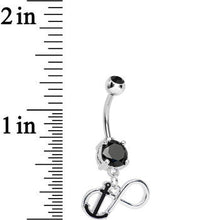 Load image into Gallery viewer, Black Double Cubic Zirconia Captain Anchor Infinity Dangle Belly Ring
