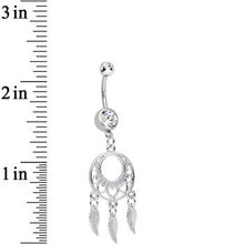 Load image into Gallery viewer, Clear Double CZ Lost in Dreamland Dreamcatcher Dangle Belly Ring
