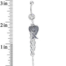 Load image into Gallery viewer, Clear Double CZ Chain Streamer Angel Wing Dangle Belly Ring
