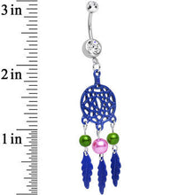 Load image into Gallery viewer, Clear Double CZ Pearly Purple Reverie Dreamcatcher Dangle Belly Ring
