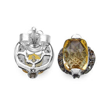 Load image into Gallery viewer, 3.14 Carat Genuine Citrine &amp; Black Diamond .925 Sterling Silver Earrings

