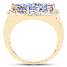 Load image into Gallery viewer, 14K Yellow Gold Plated 1.70 Carat Genuine Tanzanite .925 Sterling Silver Ring
