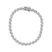 Load image into Gallery viewer, .925 Sterling Silver 1.0 Cttw Diamond Spiral Wave Curved-Link 7" Tennis Bracelet (I-J Color, I3 Clarity)
