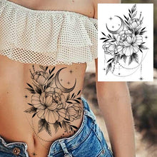 Load image into Gallery viewer, 53 Sheets Black Lace Temporary Tattoos Sticker Butterfly Flower Fake Tatoo Sticker Sexy  Black Henna Temporary Tattoos For Women
