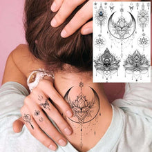 Load image into Gallery viewer, 53 Sheets Black Lace Temporary Tattoos Sticker Butterfly Flower Fake Tatoo Sticker Sexy  Black Henna Temporary Tattoos For Women

