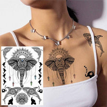Load image into Gallery viewer, 53 Sheets Black Lace Temporary Tattoos Sticker Butterfly Flower Fake Tatoo Sticker Sexy  Black Henna Temporary Tattoos For Women
