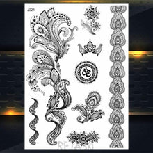 Load image into Gallery viewer, 53 Sheets Black Lace Temporary Tattoos Sticker Butterfly Flower Fake Tatoo Sticker Sexy  Black Henna Temporary Tattoos For Women
