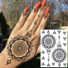 Load image into Gallery viewer, 53 Sheets Black Lace Temporary Tattoos Sticker Butterfly Flower Fake Tatoo Sticker Sexy  Black Henna Temporary Tattoos For Women
