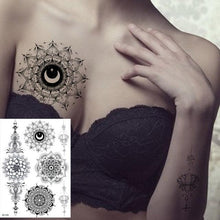 Load image into Gallery viewer, 53 Sheets Black Lace Temporary Tattoos Sticker Butterfly Flower Fake Tatoo Sticker Sexy  Black Henna Temporary Tattoos For Women
