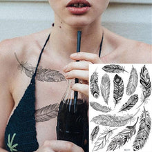 Load image into Gallery viewer, 53 Sheets Black Lace Temporary Tattoos Sticker Butterfly Flower Fake Tatoo Sticker Sexy  Black Henna Temporary Tattoos For Women
