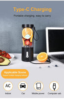 Load image into Gallery viewer, 530ML Electric Juicer Portable Smoothie Blender USB Rechargeable Food Processor Fruit Mixer Machine Mini Juicer Blender Cup Portable Juicer For Travel USB Electric Blender Fruit Smoothie Blender Machine Personal Food Processor Juicer
