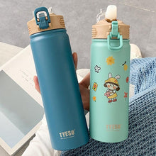 Load image into Gallery viewer, 530ml/750ml Thermos Mug with Straw Stainless Steel Thermal Insulation Straight Cup Thermal Water Bottle Thermos Water Bottle
