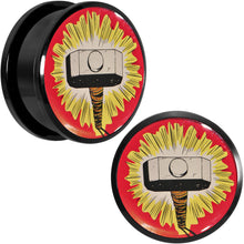 Load image into Gallery viewer, 1 inch Licensed Thor Hammer Logo Acrylic Screw Fit Plugs Set
