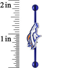 Load image into Gallery viewer, Licensed NFL Blue Anodized Denver Broncos Industrial Barbell 38mm
