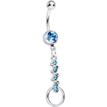 Load image into Gallery viewer, Aqua Gem Zig Zag Ribbon Door Knocker Dangle Belly Ring

