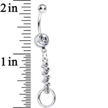 Load image into Gallery viewer, Clear Gem Zig Zag Ribbon Door Knocker Dangle Belly Ring
