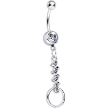 Load image into Gallery viewer, Clear Gem Zig Zag Ribbon Door Knocker Dangle Belly Ring
