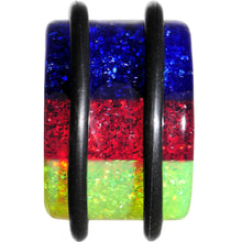 Load image into Gallery viewer, 5/8 Green Red Blue Acrylic Vibrant Glitter Single Flare Plug
