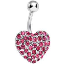 Load image into Gallery viewer, Pink Gem Flash of Love Heart Belly Ring
