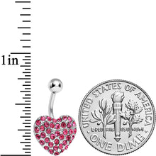 Load image into Gallery viewer, Pink Gem Flash of Love Heart Belly Ring
