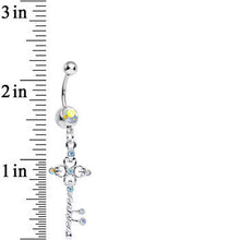 Load image into Gallery viewer, Aurora Gem Sparkling Twisted Key Dangle Belly Ring
