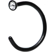 Load image into Gallery viewer, 20G 5/16 Clear Gem Black Anodized Titanium Nose Hoop

