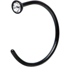 Load image into Gallery viewer, 20G 3/8 Clear Gem Black Anodized Titanium Nose Hoop
