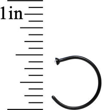 Load image into Gallery viewer, 20G 3/8 Clear Gem Black Anodized Titanium Nose Hoop
