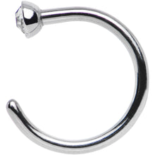 Load image into Gallery viewer, 20G 1/4 Clear Gem Stainless Steel Nose Hoop
