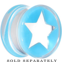 Load image into Gallery viewer, Clear Light Blue Acrylic Wish on a Star Saddle Plug 2G to 20mm
