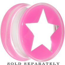 Load image into Gallery viewer, Clear Pink Acrylic Wish on a Star Saddle Plug 2G to 20mm

