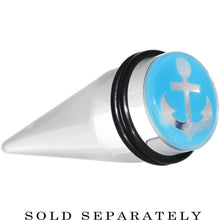 Load image into Gallery viewer, Clear Light Blue Acrylic Set Sail Nautical Anchor Taper 0G to 20mm
