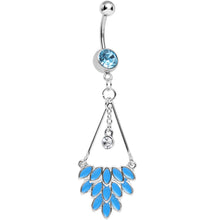Load image into Gallery viewer, Aqua Gem Caribbean Breeze Ladies Fan Dangle Belly Ring
