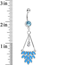 Load image into Gallery viewer, Aqua Gem Caribbean Breeze Ladies Fan Dangle Belly Ring
