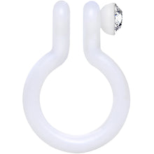 Load image into Gallery viewer, Clear Gem White Bioplast Clip On Non-Pierced Fake Nose Ring Hoop
