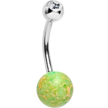 Load image into Gallery viewer, Clear Gem Galactic Light Green Stone Belly Ring
