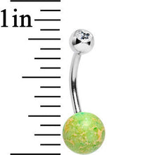 Load image into Gallery viewer, Clear Gem Galactic Light Green Stone Belly Ring
