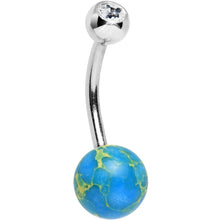 Load image into Gallery viewer, Clear Gem Terra Firma Planetary Aqua Stone Belly Ring
