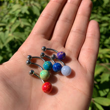 Load image into Gallery viewer, Clear Gem Terra Firma Planetary Aqua Stone Belly Ring
